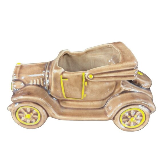 1950s McCoy Car Jalopy Automobile Planter Floral Pot Arrangement Brown Ceramic - Picture 2 of 16
